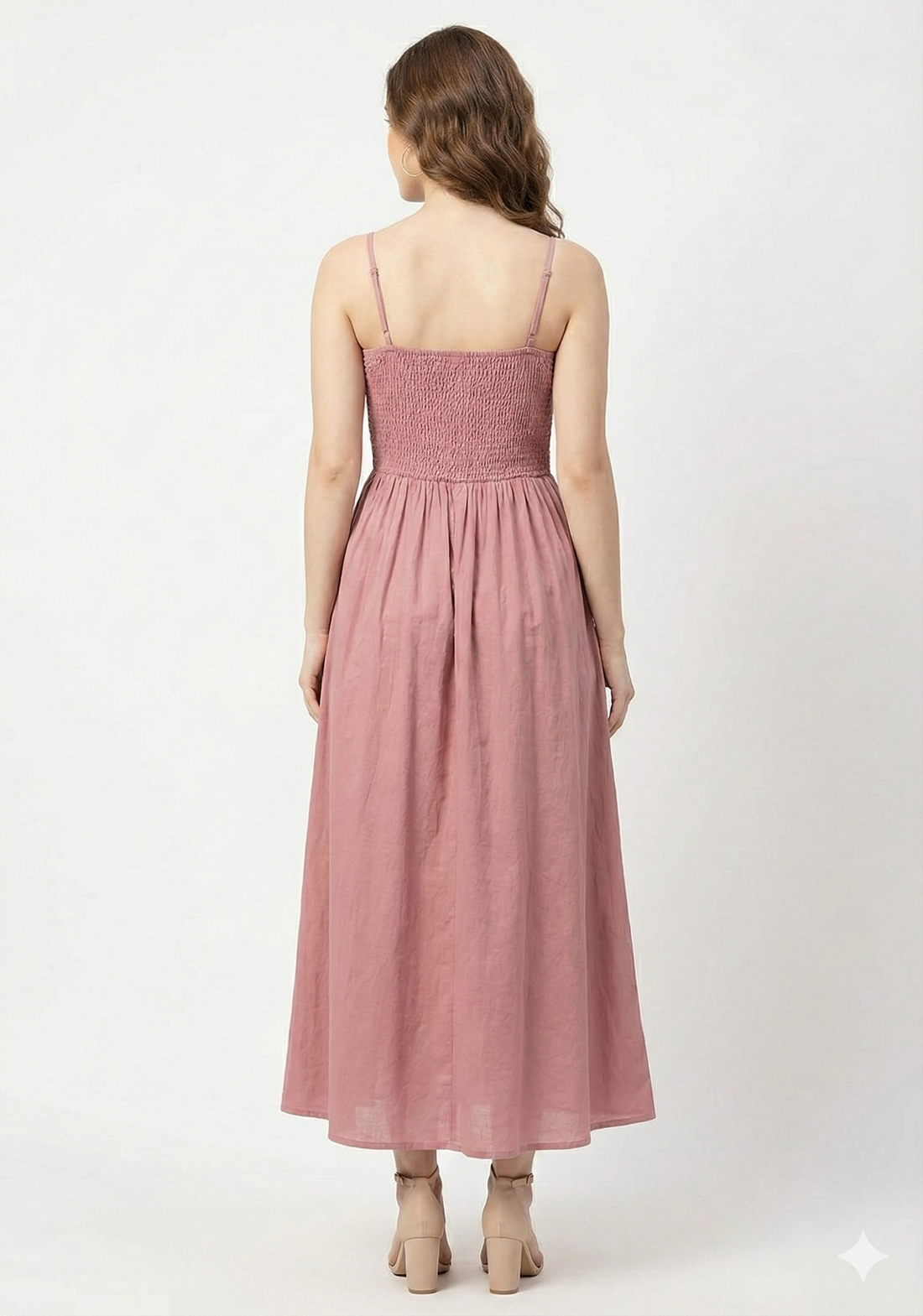 Women’s Rayon Spring Onine Smocked Bobbin Gown with Spaghetti Strap