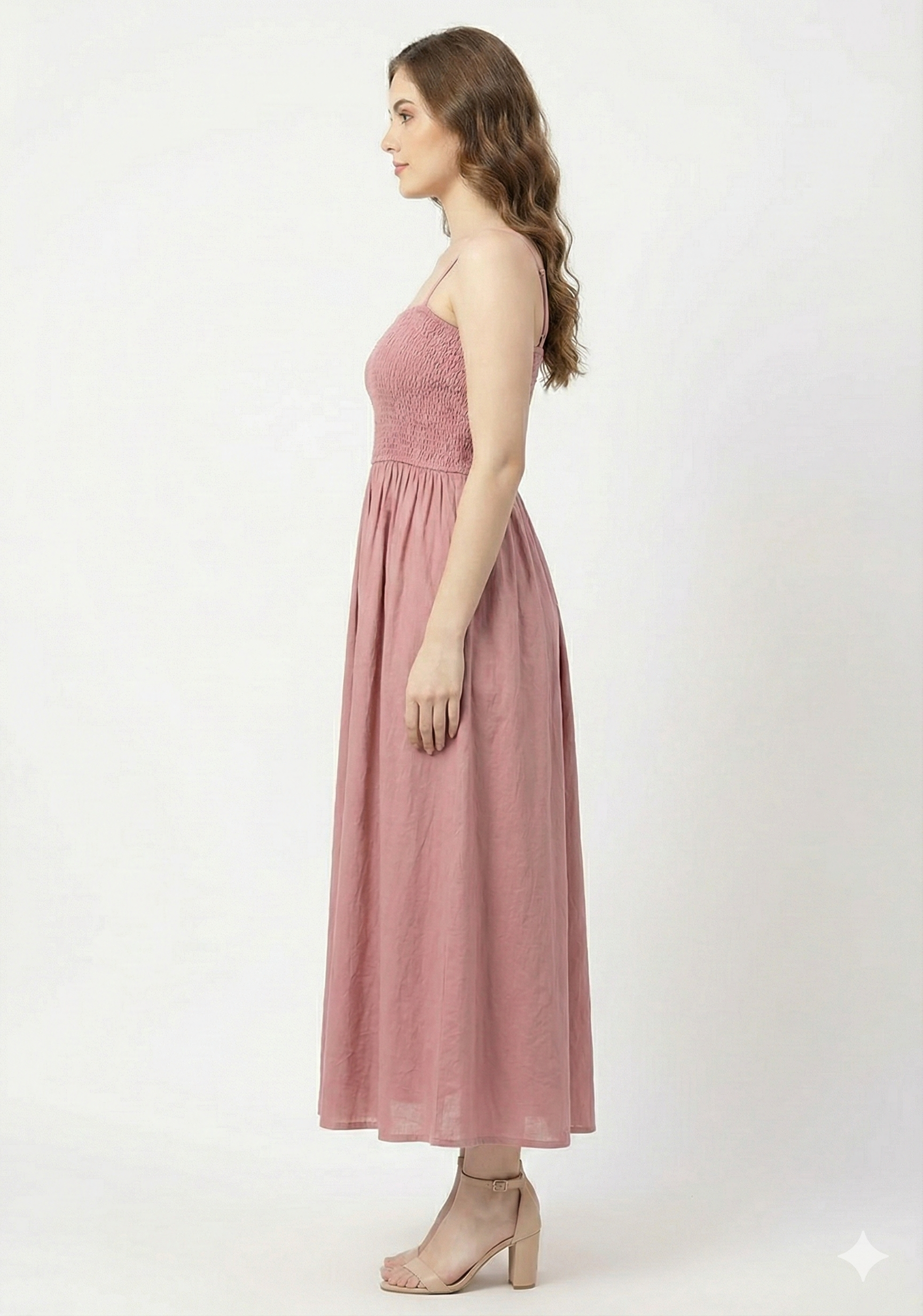 Women’s Rayon Spring Onine Smocked Bobbin Gown with Spaghetti Strap