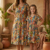 Multicolor Floral Mother-Daughter Matching Dress Set