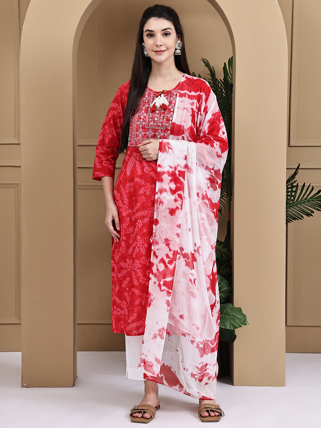 Aawari Cotton Printed Three Piece Suit Set