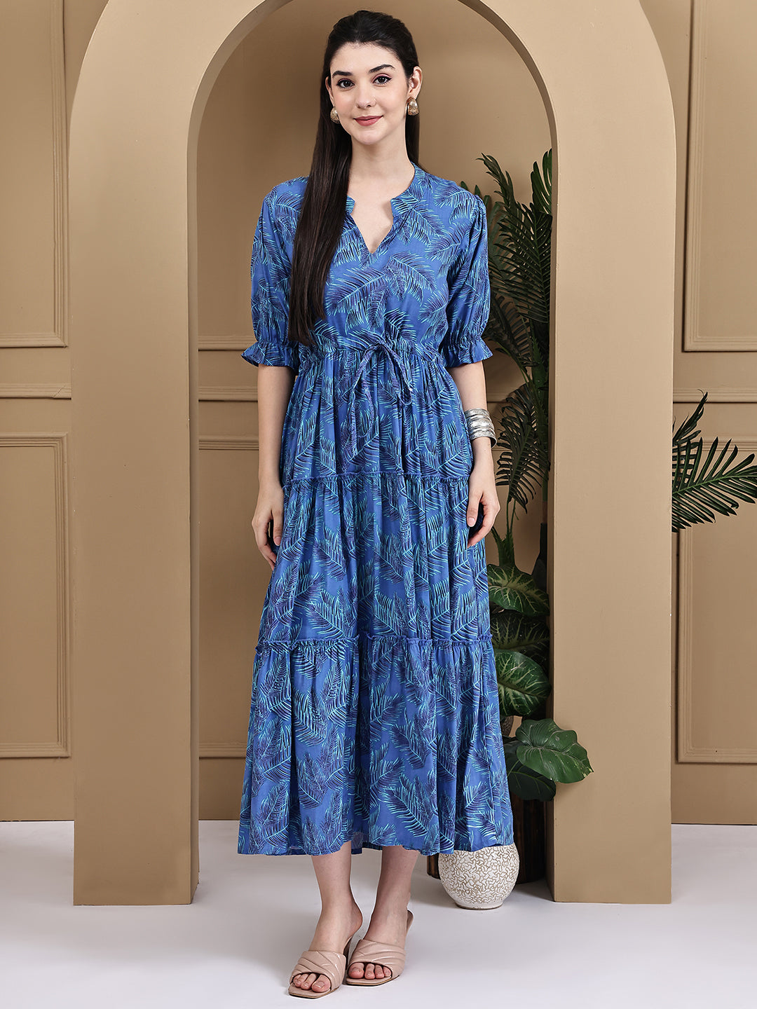 Aawari Cotton Printed Knot Dress