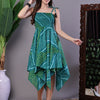 Aawari Leheriya  Asymmetrical Hem Smocked A-Line Dress - Midi Dresses / Western Wear