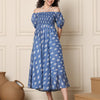 Aawari Chanderi Unique Printed Off Shoulder Dresses / Maxi Dresses / Western Wear