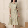 Aawari Pastel ZigZag Print Cotton Shirt Dresses With Waist Tie-Up / Western Wear