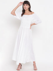 Aawari Off Shoulder Dress ( WHITE )