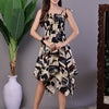 Aawari Abstract Print Smocked Asymmetrical Hem Dress - Midi Dresses / Western Wear