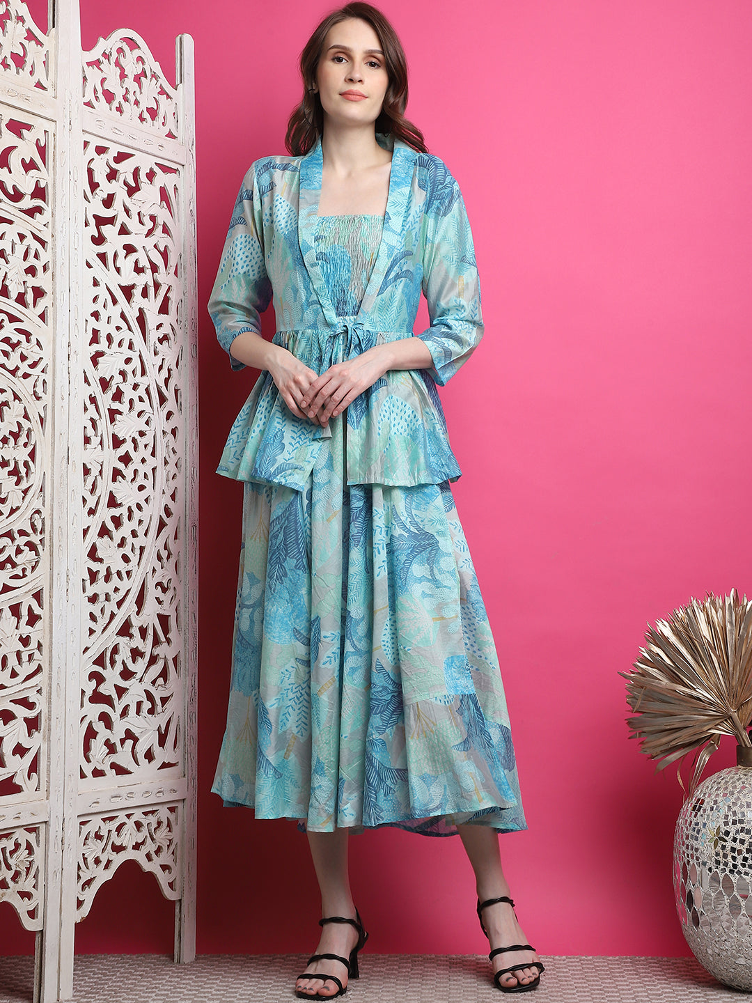Aawari Women Chanderi Printed Dresses / Western Wear