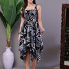 Aawari Black & White Leaf Print Cotton Handkerchief Hem Dress - Midi Dresses / Western Wear