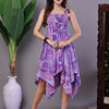 Aawari Purple Printed Cotton Handkerchief Hem Midi Dress - Midi Dresses / Western Wear
