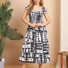 Aawari Elegant Rayon Smocked Dresses - Monochrome Tie-Dye / Maxi Dresses / Western Wear