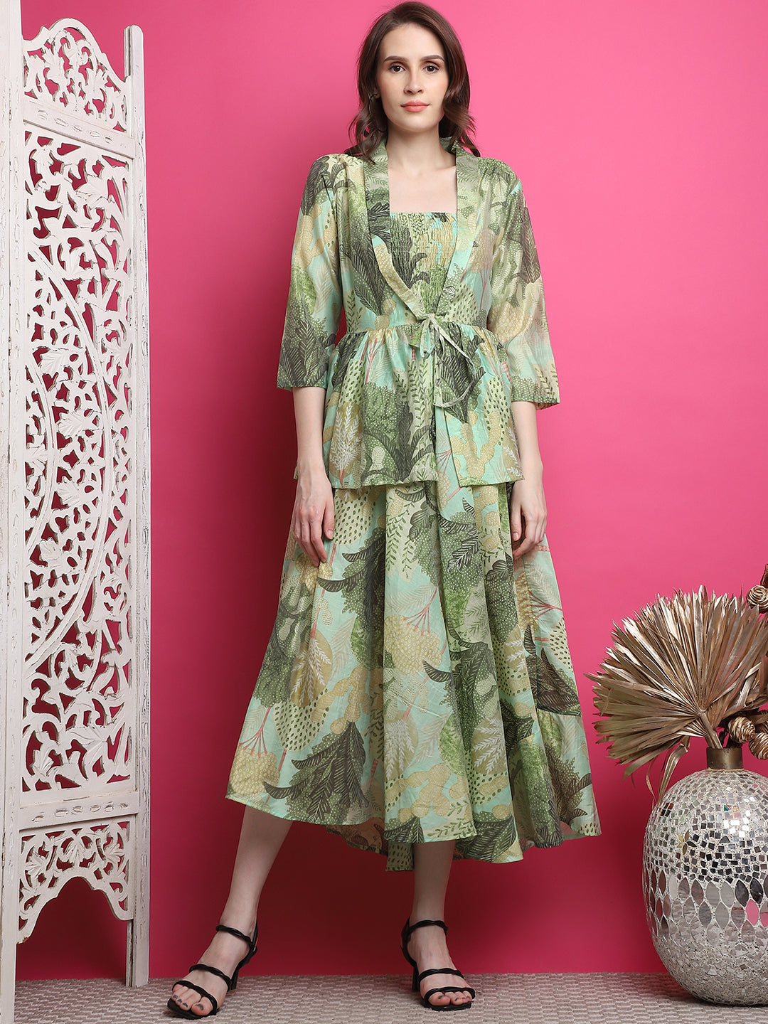 Aawari Women Chanderi Printed Dresses / Western Wear