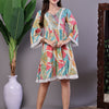 Aawari Multicolor Printed Cotton A-Line Dress with Embroidered Yoke - Midi Dresses / Western Wear