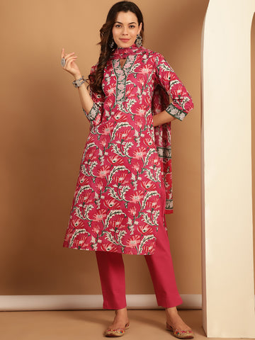 Aawari Cotton Printed Three Piece Suit Sets