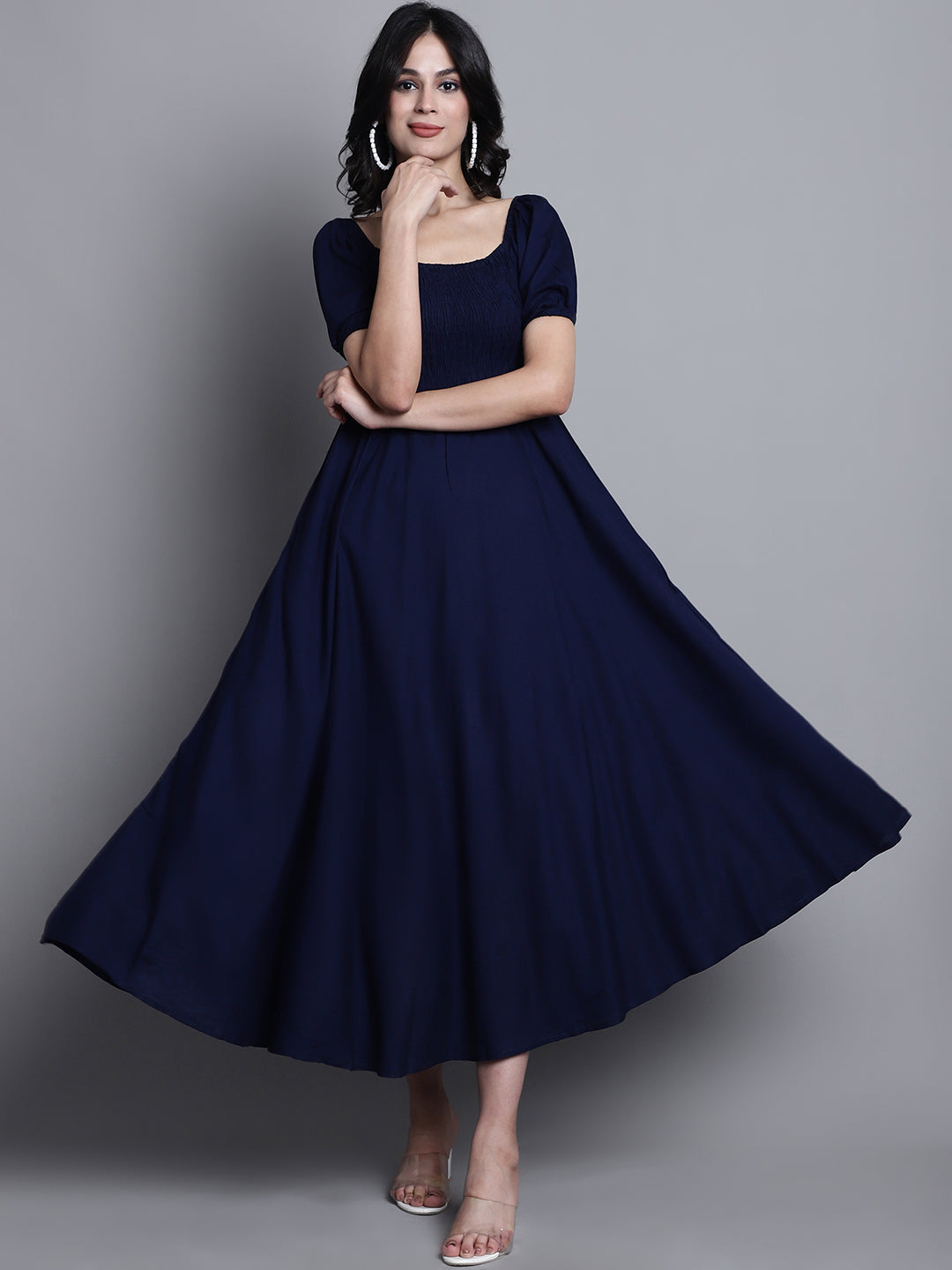 Aawari Women Rayon Solid Elegant Dresses