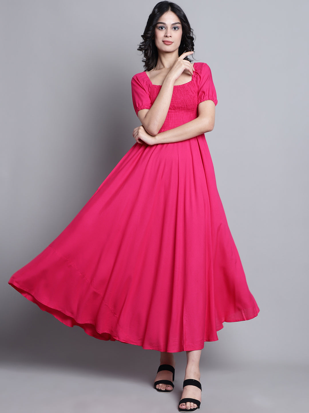 Aawari Women Rayon Solid Elegant Dresses