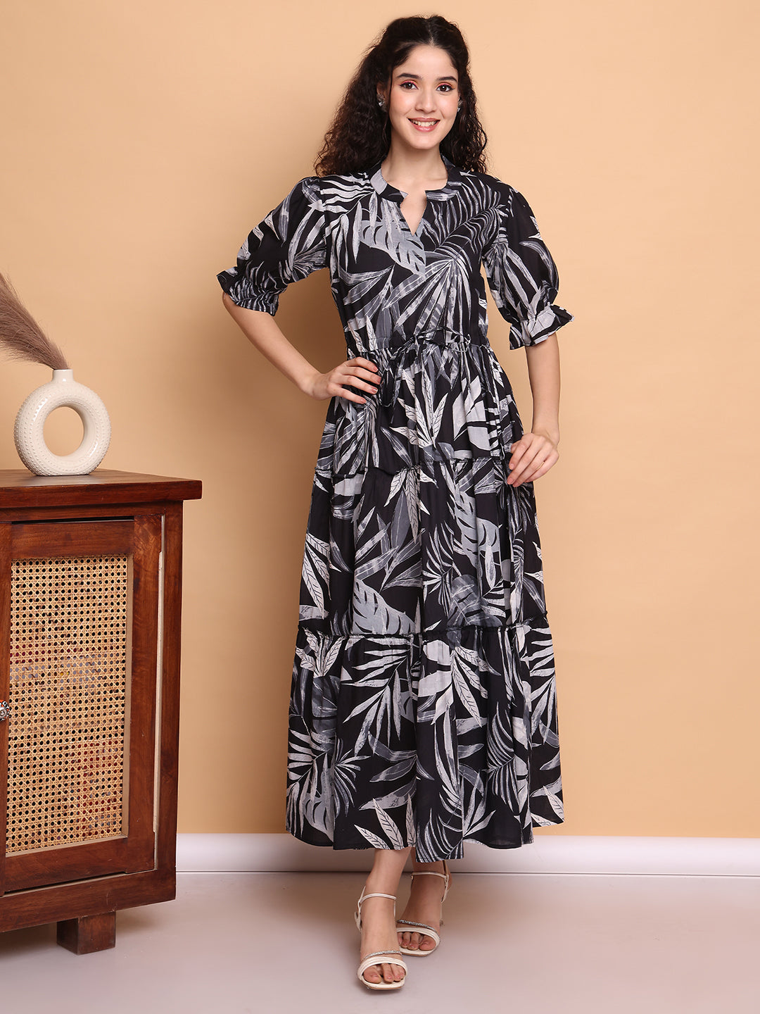 Aawari Cotton Printed Knot dress