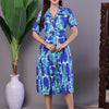 Aawari Blue Abstract Print Cotton Shirt Dress - Midi Dresses / Western Wear / Dresses