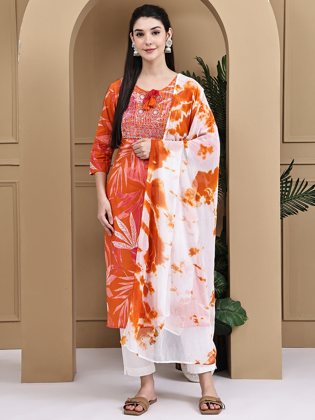 Aawari Cotton Printed Three Piece Suit Set
