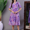 Aawari Purple Abstract Print Cotton Shirt Dress - Midi Dresses / Western Wear / Dresses