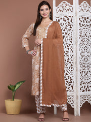 Aawari Cotton Printed Three Piece Suit Set