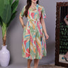 Aawari Pastel Abstract Print Button-Down Cotton Midi Dress - Midi Dresses / Western Wear / Dresses