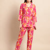 Aawari Women's Printed Co-ord Sets in Pink & Orange - Rayon Casual Wear / Western Wear