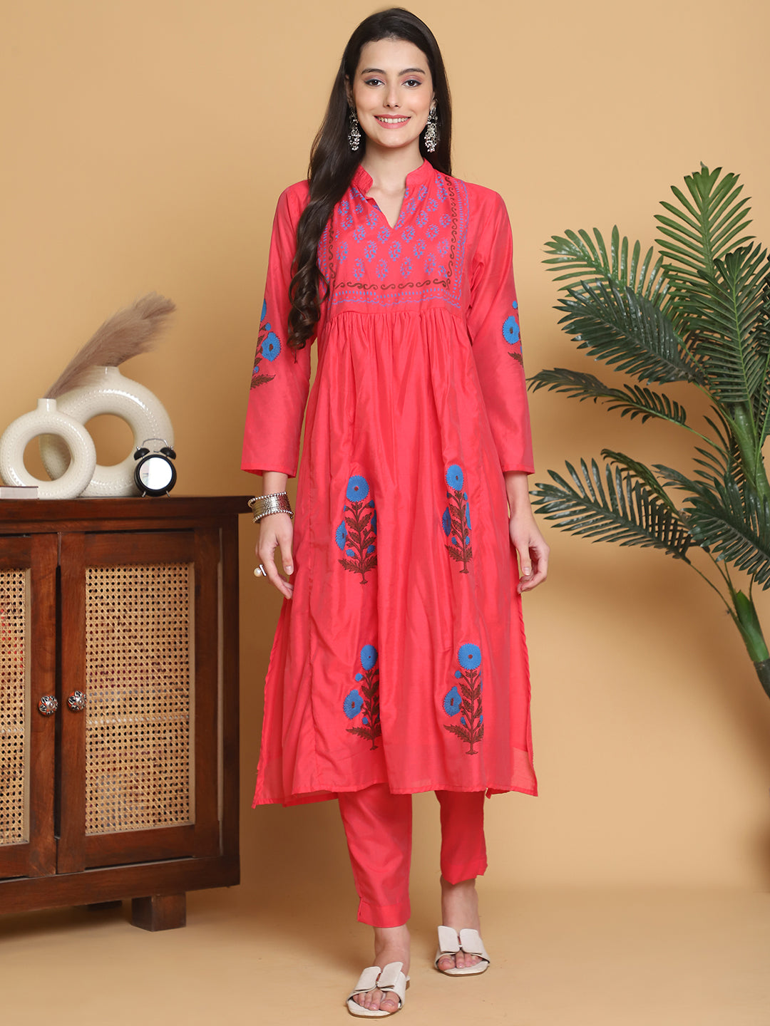 Aawari Chanderi Printed Two Piece Suit Set