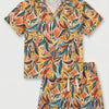 Boys Cotton Tropical Leaf Printed Shirt & Shorts Co-Ord Set