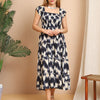 Aawari Black & White Ikat Print Rayon Smocked Dresses / Maxi Dresses / Western Wear