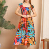 Aawari Tropical Leaf Print Cotton Flared Dresses / Maxi Dresses / Western Wear