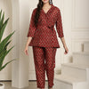 Maroon Gold Printed Chanderi Co-ord Sets with Wrap Top & Straight Pants