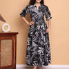 Aawari Women’s Black & White Leaf Print Maxi Dresses - Stylish Long Dress for casual & Party Wear Dresses / Western Wear