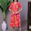 Aawari Pink & Orange Abstract Print Cotton Shirt Dress - Midi Dresses / Western Wear / Dresses