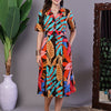 Aawari Leaf Print Button-Down Cotton Midi Dress - Midi Dresses / Western Wear / Dresses