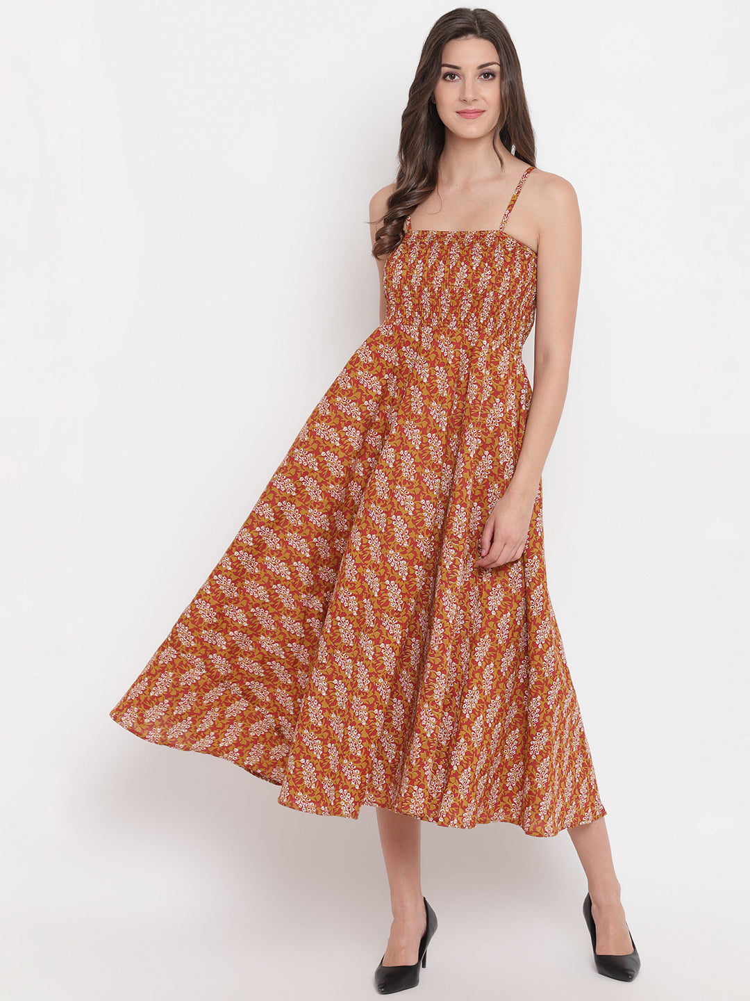 Aawari Fit & Flare Printed Bobbin Dress ( MULTICOLOR )