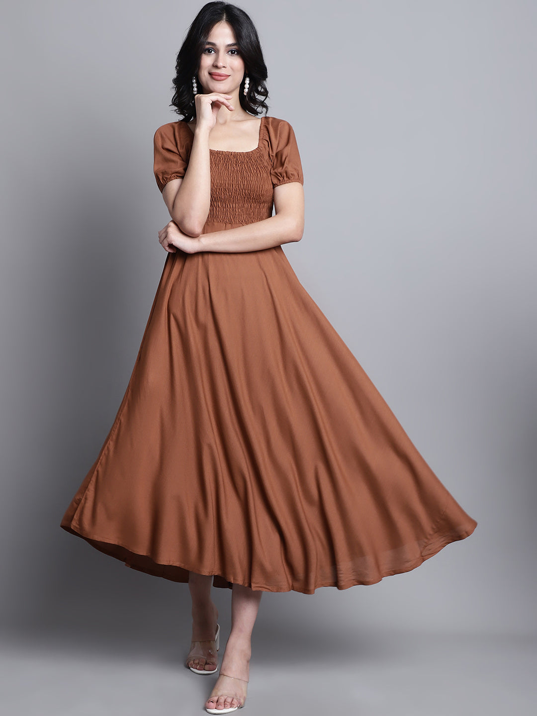 Aawari Women Rayon Solid Elegant Dresses