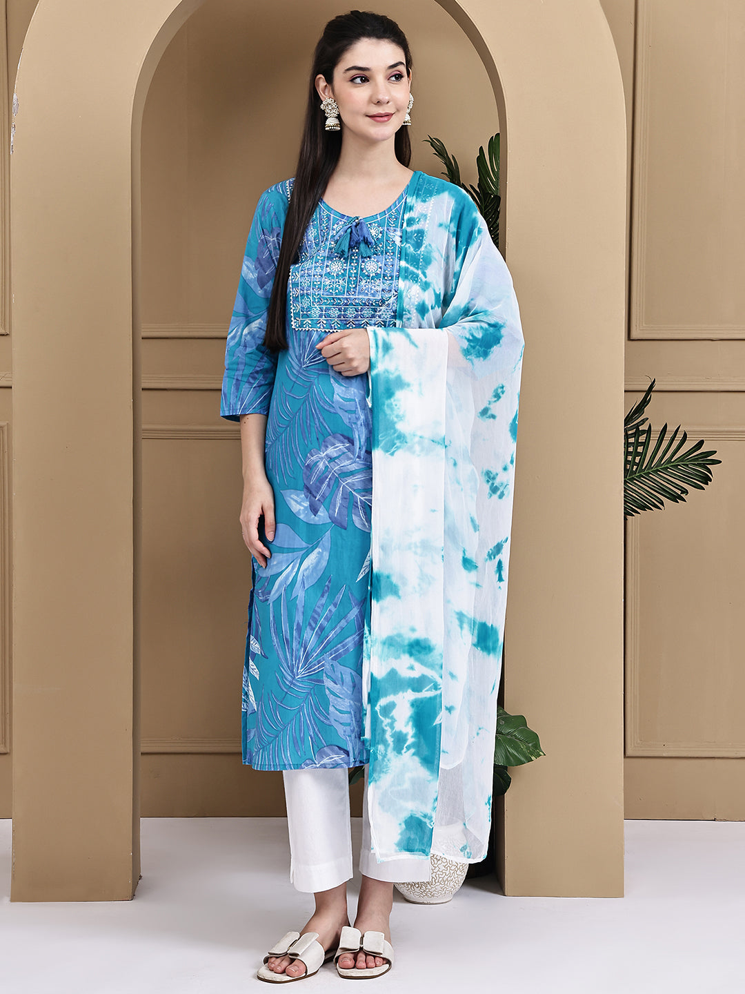 Aawari Cotton Printed Three Pice Suit Set