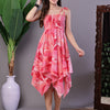 Aawari Pink Printed Cotton Handkerchief Hem Midi Dress - Midi Dresses / Western Wear