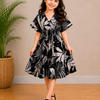 Baby Girls Midnight Tropical Printed Smocked Waist Flared Midi Dress