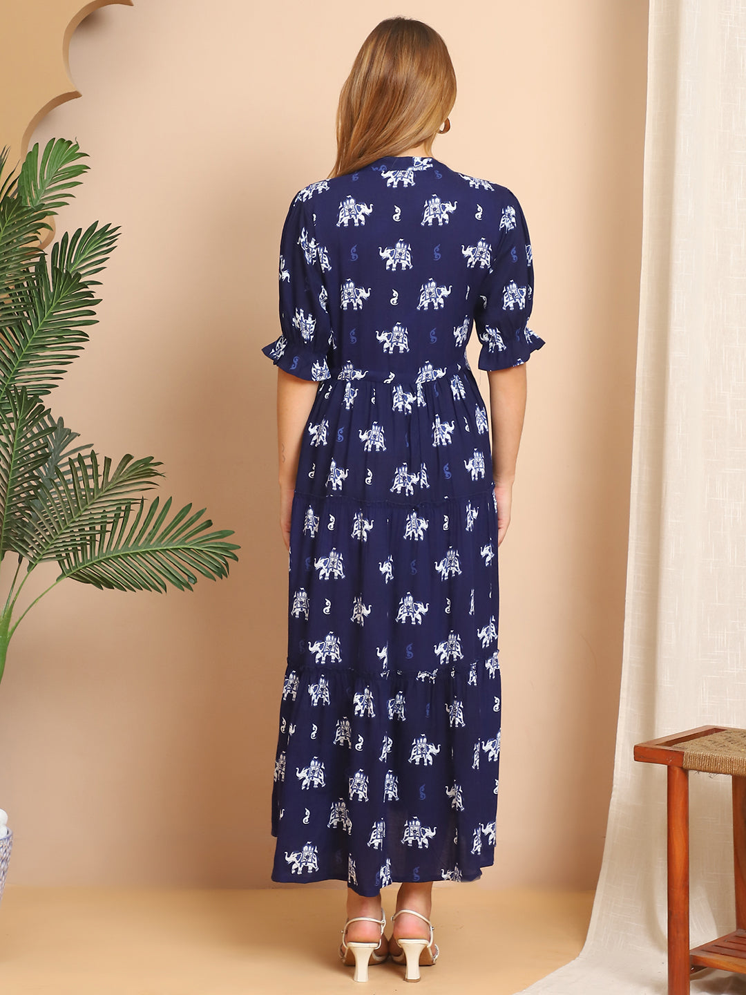 Aawari A-Line Rayon Printed Knot Dress
