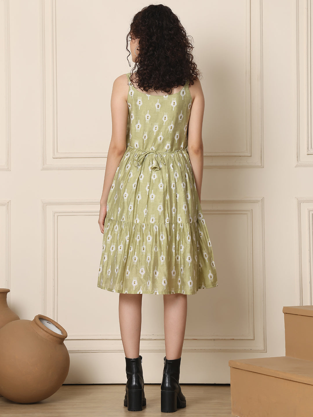 Aawari Chanderi Printed Eye Catching Short Dress - Midi Dress