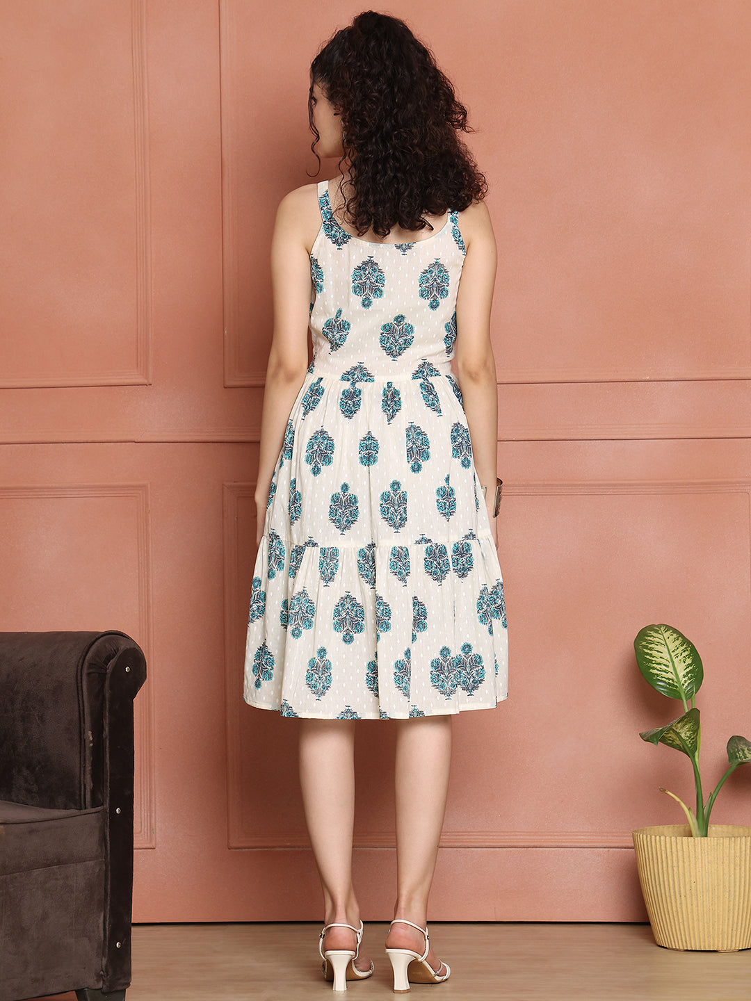 Aawari Cotton Printed Eye Catching Short Dress - Midi Dress