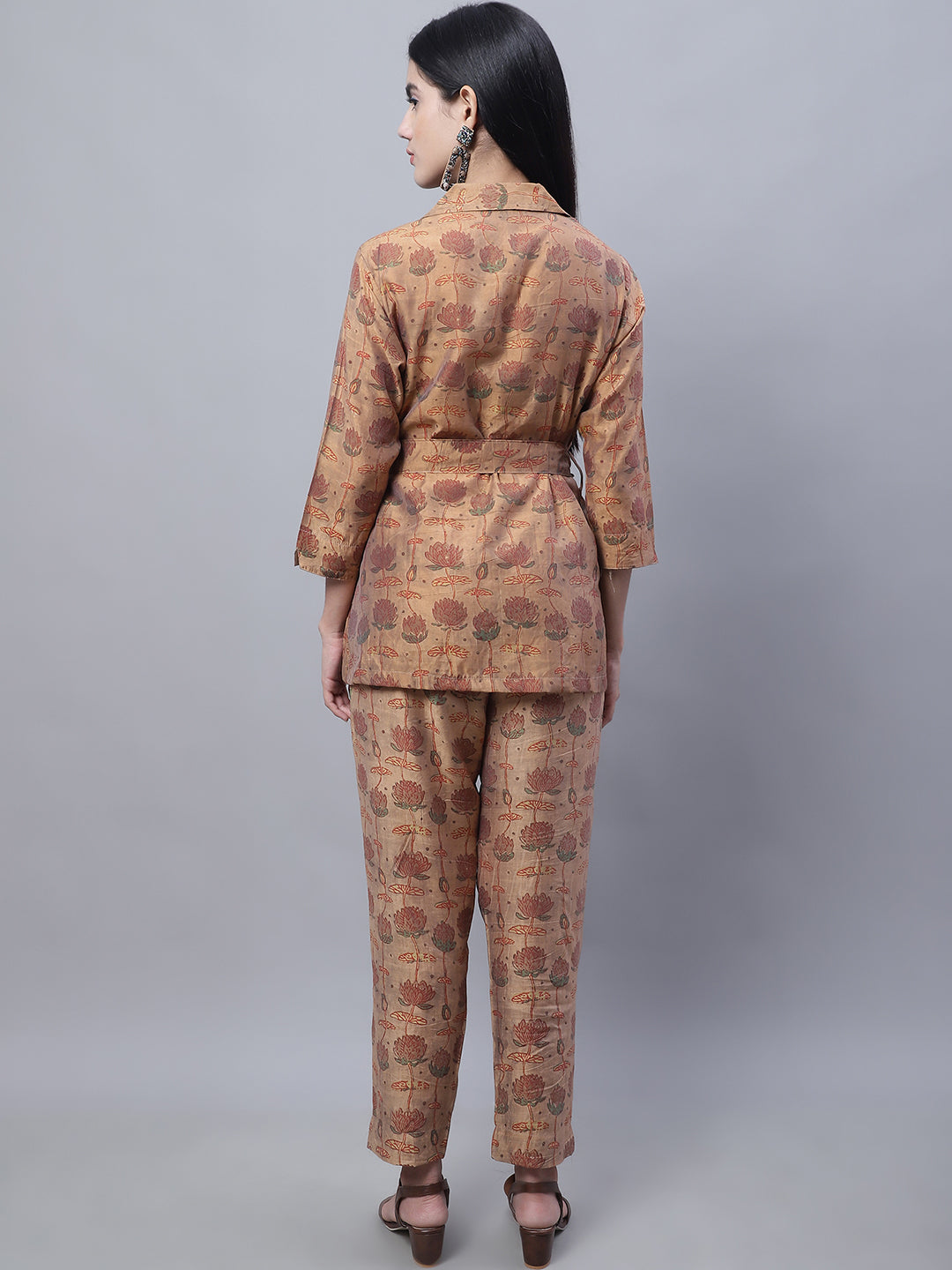Aawari Women Chanderi Printed Shirt With Trouser