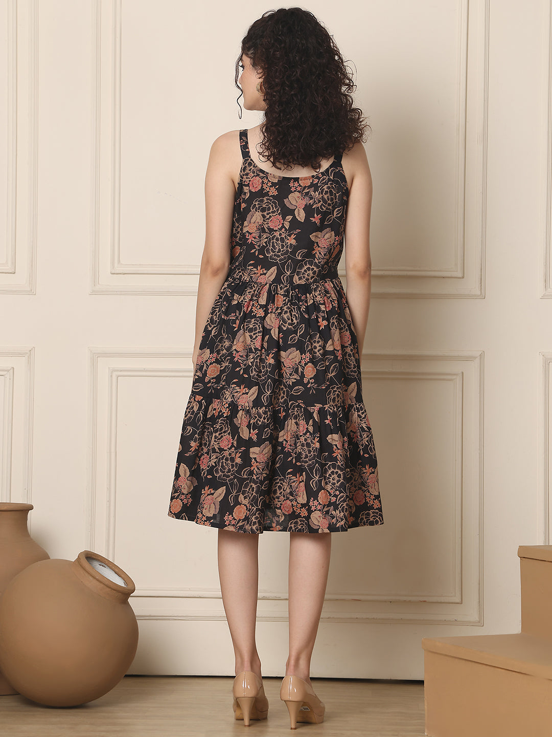 Aawari Cotton Printed Eye Catching Short Dress - Midi Dress