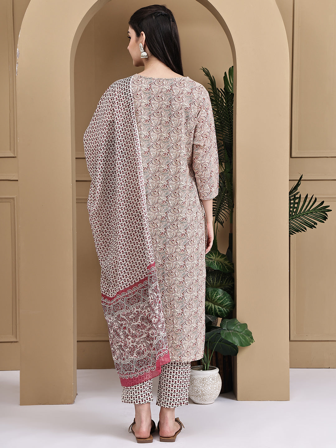 Aawari Cotton Printed Three Piece Suit Set
