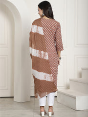 Aawari Women Printed Hazelnut Three Piece Suit Set