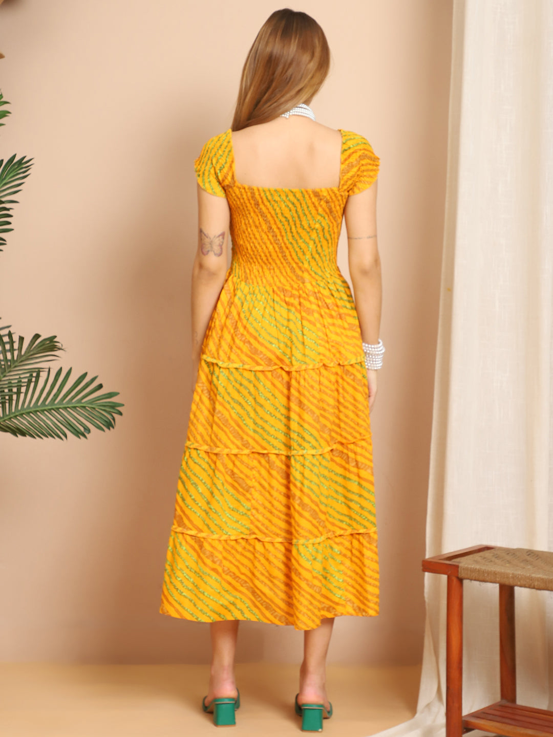 Aawari Sunshine Tiered Cotton Midi Dresses