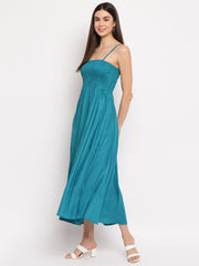 Aawari Fit & Flare Solid Bobbin Dress ( RAMA BLUE )