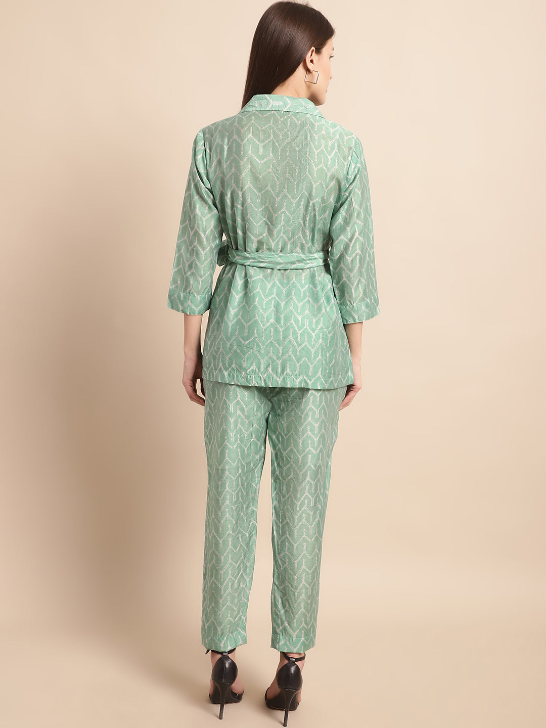 Aawari Women Chanderi Printed Shirt With Trouser