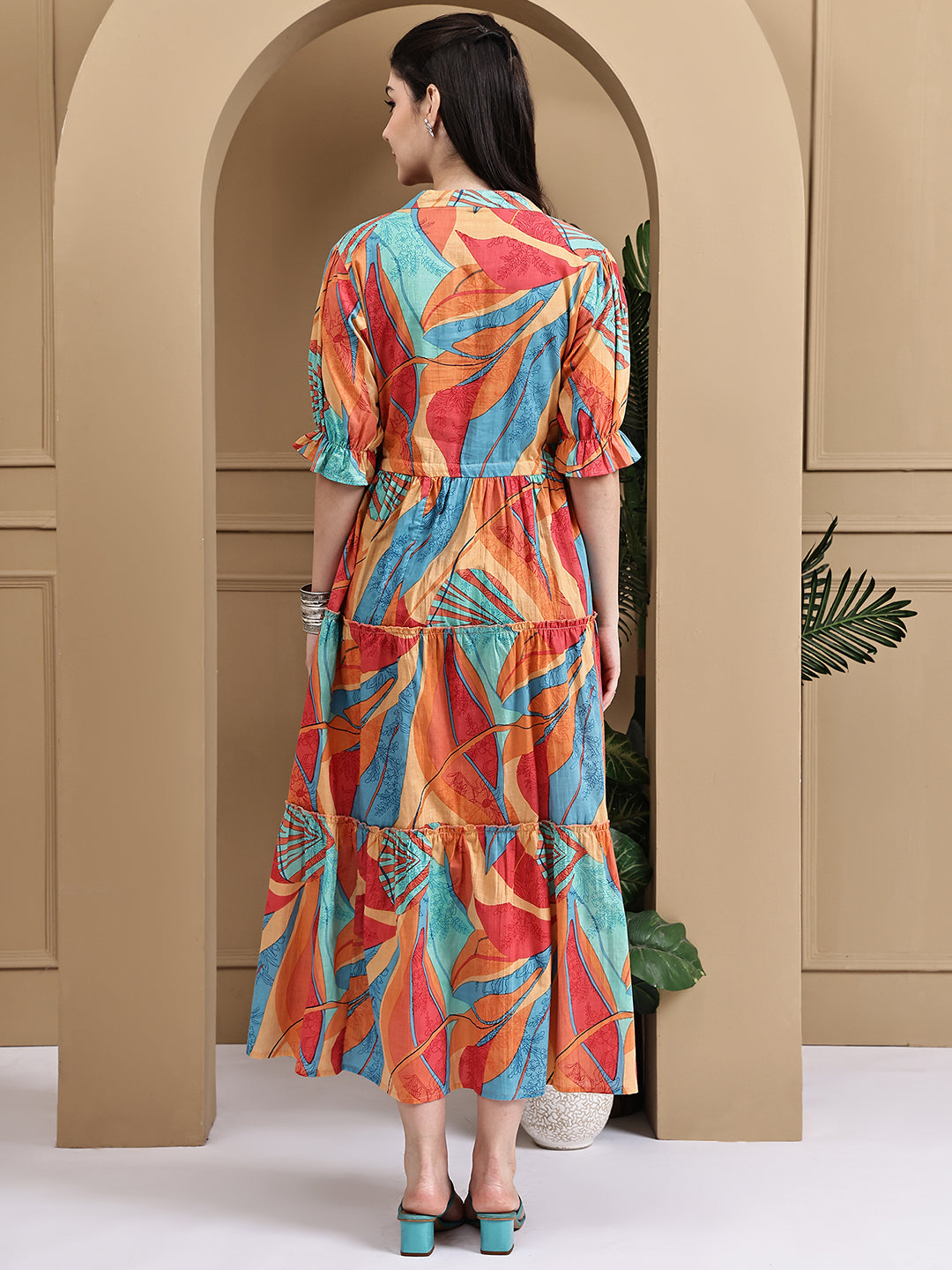 Aawari Women Cotton Printed Knot Dresses